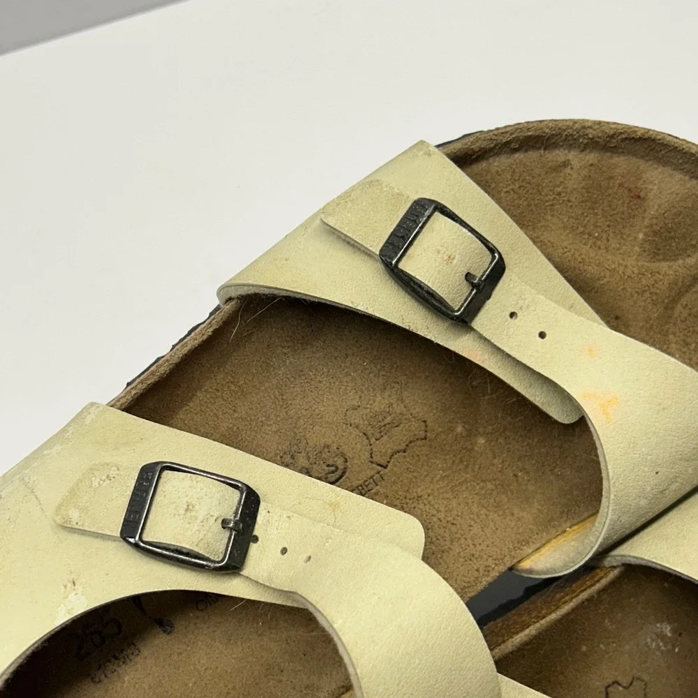 Birki's Milano Sandals Cream Men 8 EU 41 Backstrap Cork Footbed Comfort